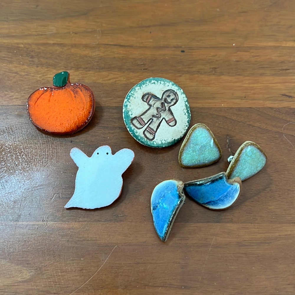 Assorted handcrafted stoneware jewelry and accessories